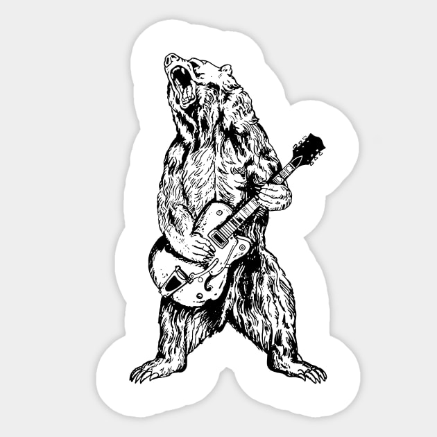 Cute Bear Playing Guitar Sticker by Rumsa